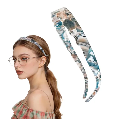 Vista 18 de Diademas de acetato para mujer - Diademas delgadas antideslizantes con dientes, diseño amigable con gafas, accesorios para el cabello estilo 90s
