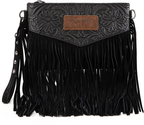 Vista 6 de Wrangler Bolso Cruzado Pequeño para Mujeres Bolso de Muñeca con Flecos Bolso Occidental