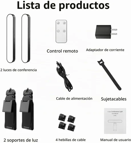 Vista 6 de yAyusi Iluminación de videoconferencia de doble lámpara, luz LED de transmisión con control remoto y táctil, iluminación de zoom para computadora