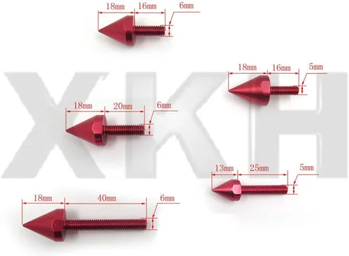 Vista 6 de XKH- Spike Carenado Parabrisas Tornillos Tornillos Compatible con Suzuki GSXR600 750 1000 Hayabusa RED Motorcycle/Kawasaki Ninja EX250 ZX14 ZX7 ZX9R