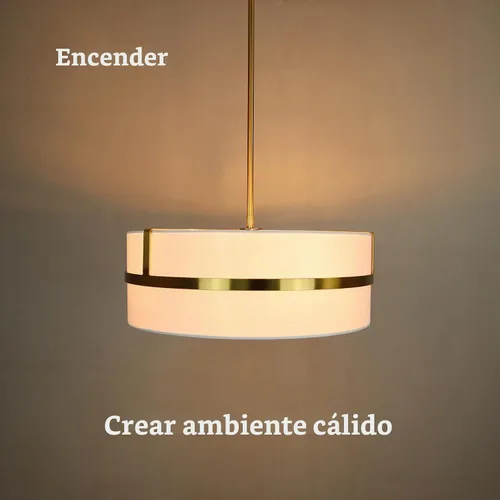 Vista 4 de HYDELITE Moderna lámpara colgante dorada de 4 luces con pantalla de lino de Dorado
