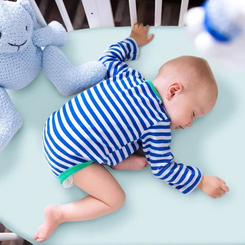 Vista 5 de Juego de 4 sábanas de moisés suaves y ajustables para bebé, niños y niñas, de algodón suave, funda de moisés de animales, segura y cómoda