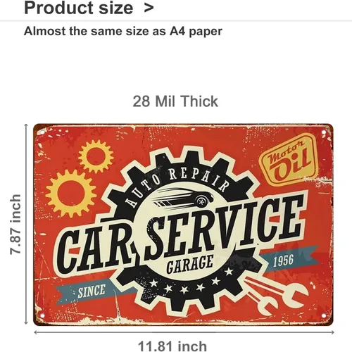 Vista 2 de CXHDSY Carteles de reparación de automóviles, divertidos carteles de metal retro para decoración de pared, 8 x 12 pulgadas, arte de pared