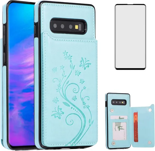 Vista 12 de Funda de teléfono para Samsung Galaxy S10 Plus con protector de pantalla de vidrio templado y tarjetero con soporte para tarjetero, accesorios