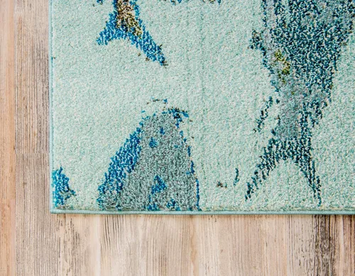 Vista 8 de Alfombra moderna Positano de estilo costero de Loom, Polipropileno, Azul claro