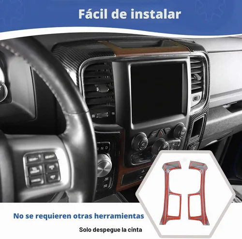 Vista 5 de RT-TCZ Para RAM Fibra de Carbono Consola Central Tablero Aire AC Ventilaciones Trim Cubierta para Dodge RAM 2012-2017 ABS Accesorios Interior 2 unids