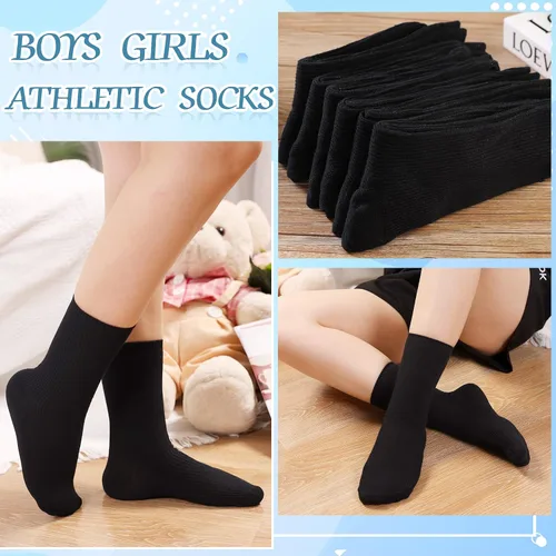 Vista 30 de Eyean Calcetines deportivos para niños y niñas, de algodón, uniformes escolares, casuales, básicos, 6 pares