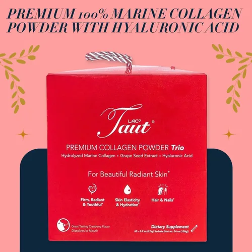 Vista 4 de TAUT Colágeno en polvo para mujeres, bolsita de colágeno hidrolizado marino puro para piel de aspecto más joven, 1500 mg de péptidos de colágeno