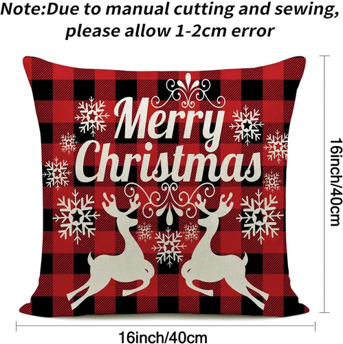 Vista 3 de Hlonon Fundas de Almohada Navideñas 16 x 16 Pulgadas Juego de 4 - Serie Navideña Funda de Cojín Almohada Personalizada con Cremallera Cuadrada Funda