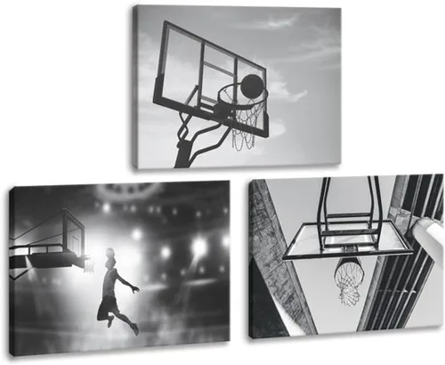 Vista 19 de Arte de lienzo para pared, silueta de partículas de baloncesto, póster de deportes, impresiones artísticas, pintura, cuadros enmarcados, obra