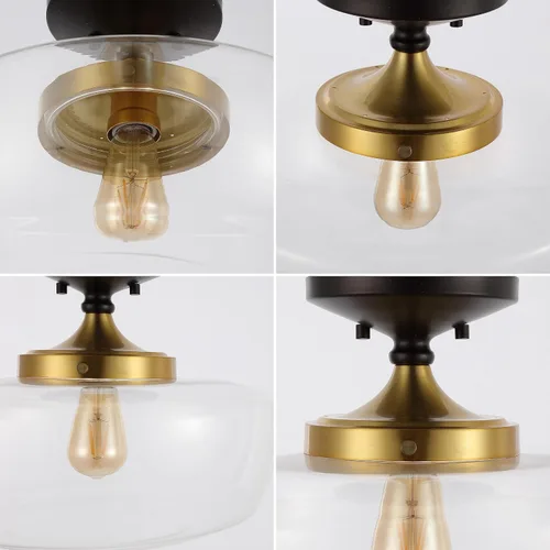 Vista 6 de JONATHAN Y Marfa 14" Clear Semi Flush Mount, Oil Rubbed Bronze/Brass Gold