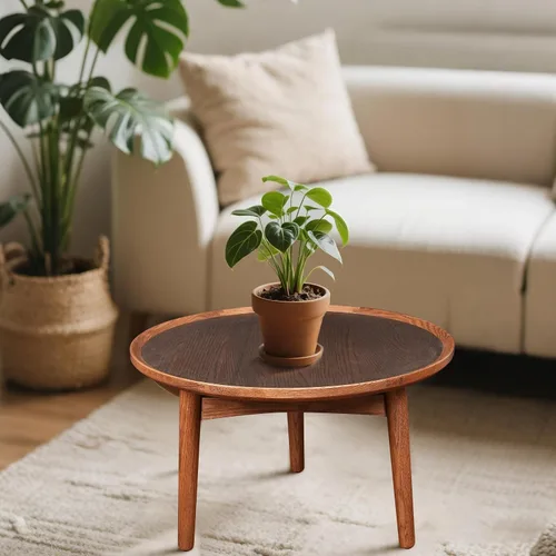 Vista 7 de CONSDAN Juego de mesa auxiliar anidable de 2 piezas, marco de roble macizo y parte superior de chapa, madera dura cultivada en Estados Unidos, mesas