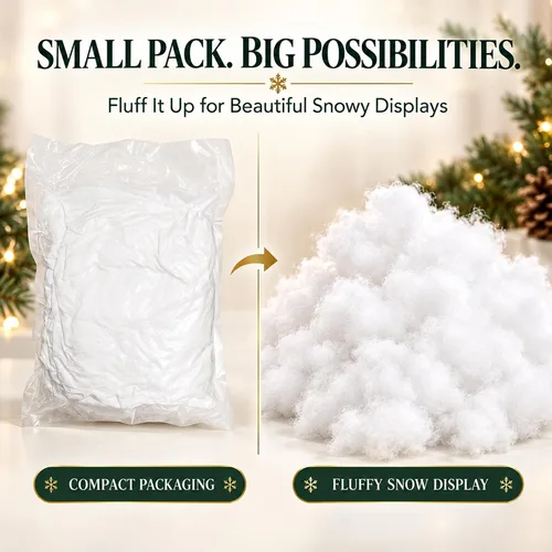 Vista 6 de Pelusa artificial de nieve falsa para decoración de pueblo navideño y nubes