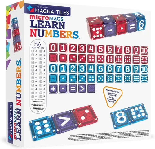 Vista 2 de MAGNA-TILES MicroMAGS Learn Numbers - Juego de construcción magnética de 56 piezas, la marca original de construcción magnética