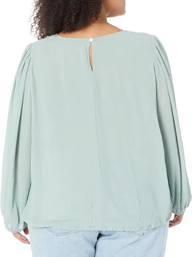 Vista 2 de CALVIN KLEIN Women's Trendy Crinkle Chiffon Long Sleeve Drawstring Hem Blouse