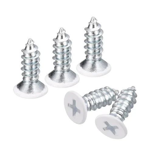 Vista 37 de uxcell Tornillos blancos ST2x4mm Tornillos autorroscantes, 100 tornillos Phillips de cabeza plana para madera para carpintería
