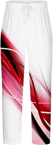 Vista 4 de Yuzhih Straight Leg Pants for Men Elastic Waist 3D Light Print Trouser Oversized Patterned Pants Trendy Leisure Trouser