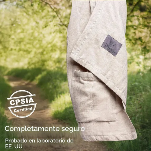Vista 3 de Portabebés con Eslinga de Anillo - Probado en Laboratorio de EE. UU., 100% Algodón Muslin Natural, Eslinga de Anillo transpirable y ergonómica Beige