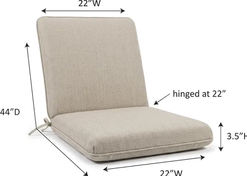 Vista 2 de Sunbrella - Cojín de tela para asientos profundos para patio, 44 x 22 pulgadas, con bisagras (asiento + respaldo) – Reemplazo de cojín para silla