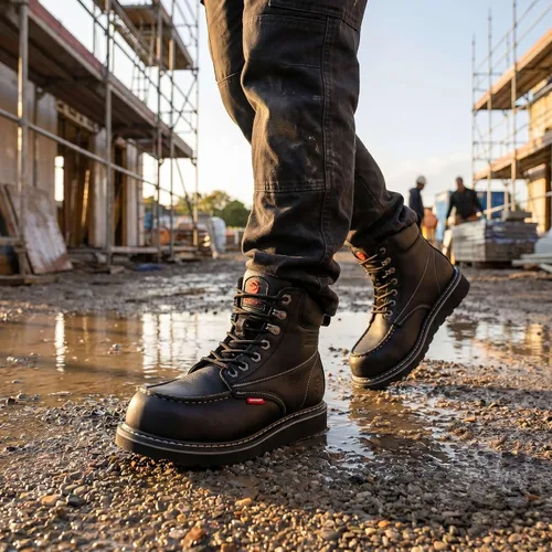 Vista 2 de SUREWAY Mens Heavy Duty Soft/Composite/Steel Toe Work Boots for Men-Comfortable,GoodyearWelt,Full Grain Leather,6 in Wedge Moc Toe Construction