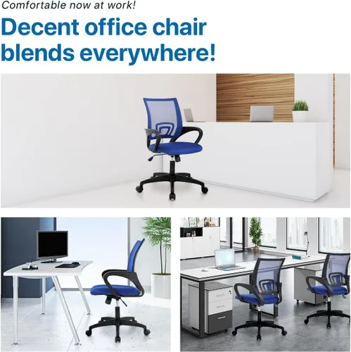 Vista 8 de Silla ergonómica de oficina para el hogar, silla de escritorio de malla con respaldo medio, silla de computadora con soporte lumbar, reposabrazos