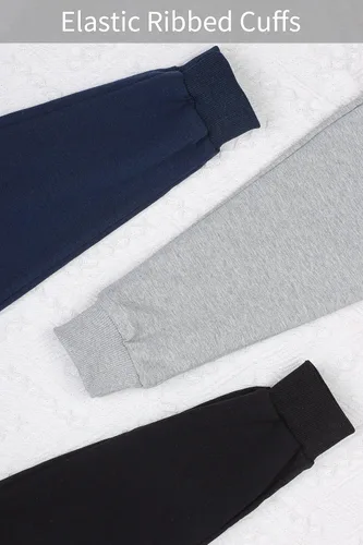 Vista 5 de Resinta Paquete de 3 pantalones deportivos para niños pequeños y bebés, pantalones deportivos casuales con bolsillo