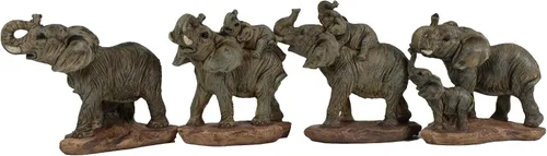 Vista 2 de Ebros Gift Juego de 4 figuras en miniatura de elefante de sabana africana, safari, madre y bebé, familia, tiempo de unión, miniatura, elefantes