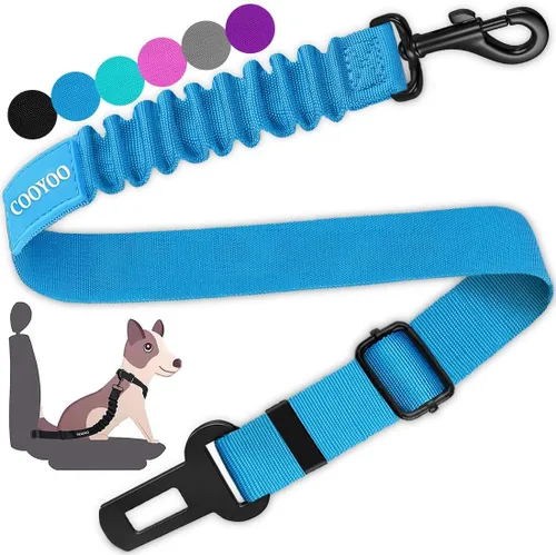 Vista 22 de COOYOO cinturón de seguridad retráctil y ajustable para perro, juego de 3 piezas, cinturón de nailon para vehículo, para que tu mascota esté segura