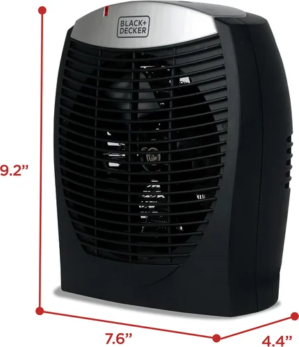 Vista 7 de BLACK+DECKER - Calentador eléctrico con E-Save, calentador personal con 3 ajustes, para oficina, hogar o dormitorio, control de termostato ajustable