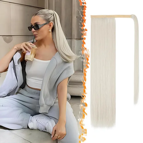 Vista 71 de BARSDAR Extensión de Cola de Caballo Corta y Recta - Extensiones de Cabello de Cola de Caballo con Cordón de 14 Pulgadas en Negro para Mujeres