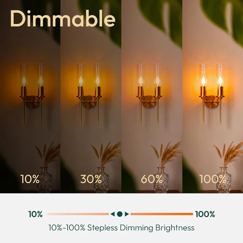 Vista 3 de ALAMPEVER Paquete de 6 bombillas para lámpara de techo, equivalente a 40W, foco E12 de candelabro, foco LED regulable de 330 lm, 2200 K blanco