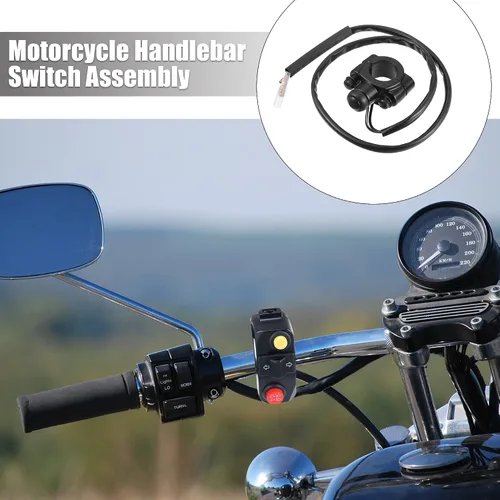 Vista 2 de X AUTOHAUX 1 unids 7/8 "motocicleta manillar control cuerno arranque interruptor botón con conectores aleación de aluminio negro