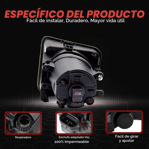 Vista 5 de Conjunto de luz antiniebla para Toyota Tundra 2014-2019 con bombillas halógenas H11 12V 55W, interruptor y kit de cableado