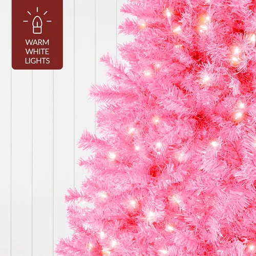 Vista 93 de Best Choice Products Árbol de Navidad azul bebé preiluminado de 6 pies, decoración navideña artificial completa con 947 puntas de rama, 250 luces