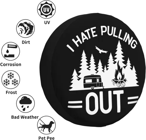 Vista 5 de I Hate Pull Out - Cubierta protectora de rueda de repuesto para camión, SUV, remolque, camping, caravana, cubiertas de neumáticos de 15 pulgadas