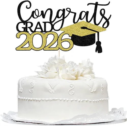 Vista 19 de Decoración para tartas Congrats Masters 2025, decoración de pastel de felicitaciones graduadas, suministros de decoración de fiesta de graduación