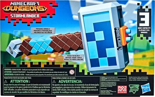 Vista 5 de Martillo de Dardos Nerf Minecraft Stormlander, Lanza 3 Dardos, Incluye 3 Dardos Nerf Elite, Mango de Carga Posterior Multicolor 5010993948758