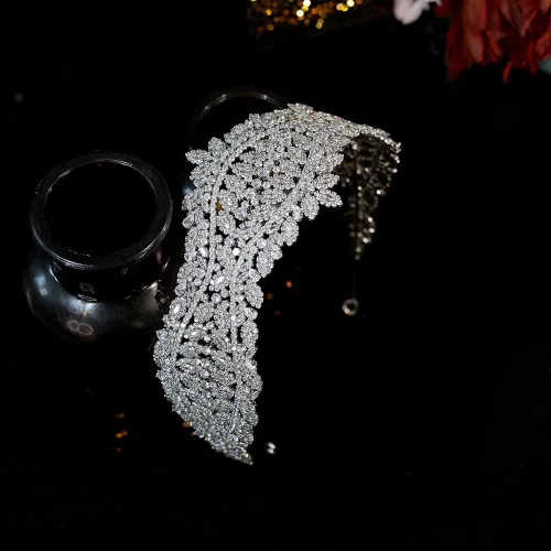 Vista 5 de hair jewelry crown tiaras for women Retro Tiara Baroque Cubic Zirconia Bridal Crown Crystal Headband Jewelry Wedding Hair Accessories