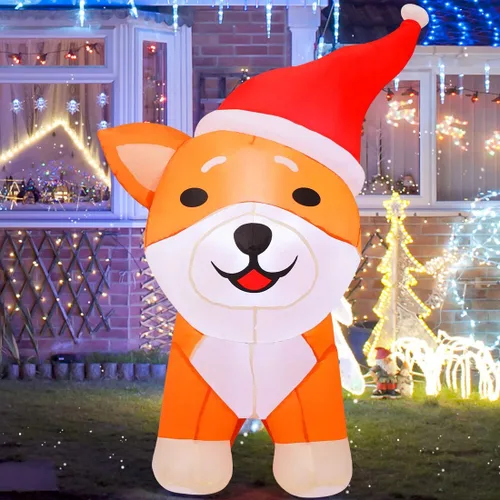 Vista 3 de COMIN - Inflables de Navidad de 1.2 m para decoración al aire libre, perro inflable con luces LED integradas para Navidad, decoración de patio