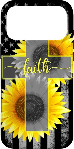 Vista 22 de Faith Jesus Cross Sunflower American Flag Patriotic Black Case for iPhone 17