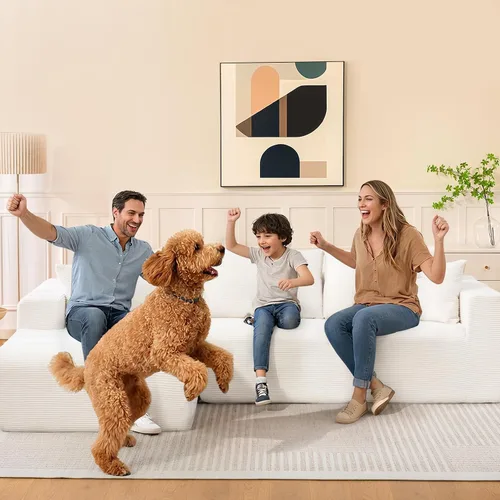 Vista 2 de Brage Living Sofá modular Cloud de 108 pulgadas, cómodo sofá modular sin hueso con asiento profundo, sofá con diván en forma de L para sala de Beige
