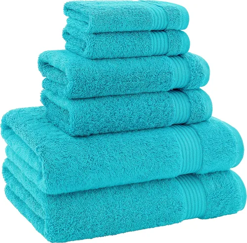 Vista 6 de American Bath Towels Juego de 6 toallas turcas de 100% algodón, ultra suaves, absorbentes, 2 toallas de baño, 2 toallas de mano, 2 toallas pequeñas