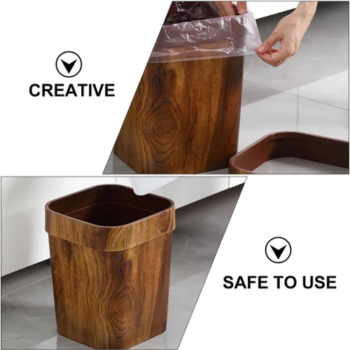 Vista 5 de Holibanna Basurero rectangular de 3.7 galones, papelera rústica para reciclaje, cesta de almacenamiento para oficina, baños, cocinas