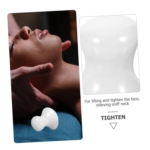 Vista 3 de Uonlytech Gua Sha Tools Health Jade Stones Hongos raspado herramienta de masaje para spa en casa, 2 piezas, color blanco