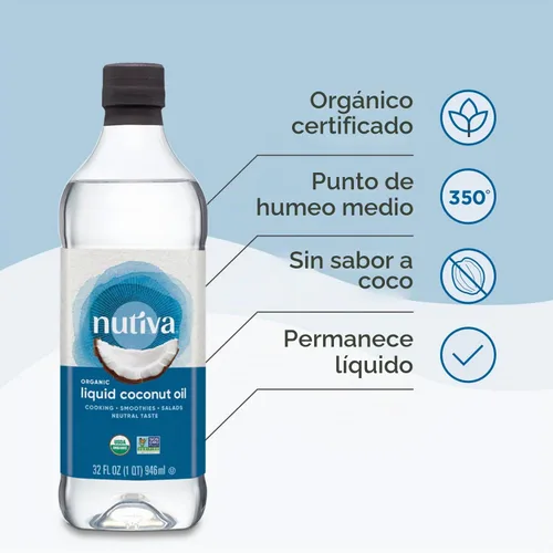 Vista 9 de Nutiva, Aceite de coco orgánico, 8 onzas líquidas