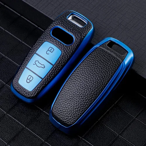Vista 3 de Funda de cuero TPU para llave remota de coche, compatible con Audi A3 A6 A7 A8 A6L A8L E-tron Q5 Q7 Q8 C8 D5 Protector Holder Accesorios