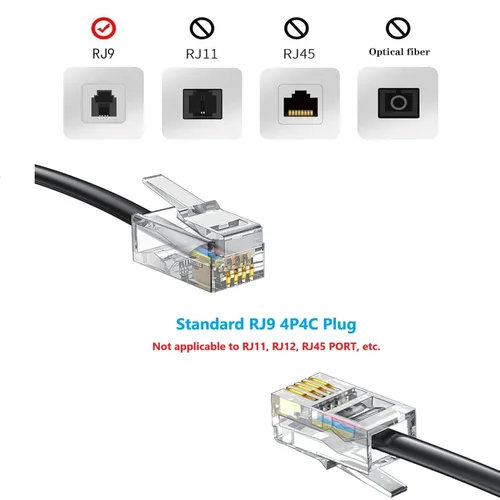 Vista 4 de Vthahaby Paquete de 2 cables de teléfono para línea fija, longitud máxima estirada de 8 pies (sin enrollar)/1.4 pies (enrollado), cable RJ9 4P4C