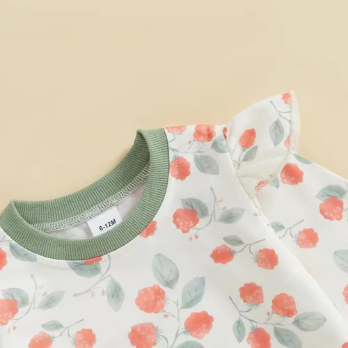 Vista 19 de Kaipiclos Ropa occidental para bebé niña, con lindo estampado con volantes, manga larga, pantalones para otoño e invierno, trajes de vaquera