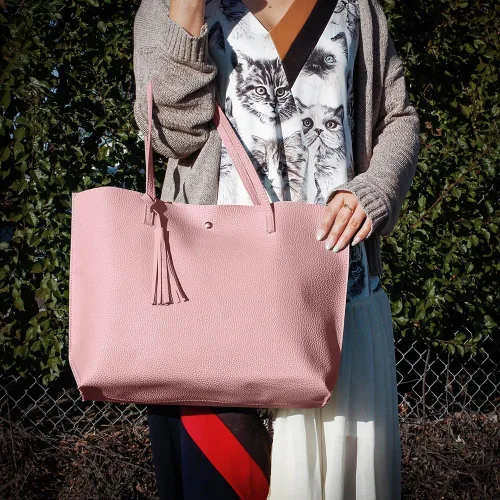 Vista 6 de oct17 - bolsa tote con asas largas para llevar al hombro, bolsa moderna para mujer