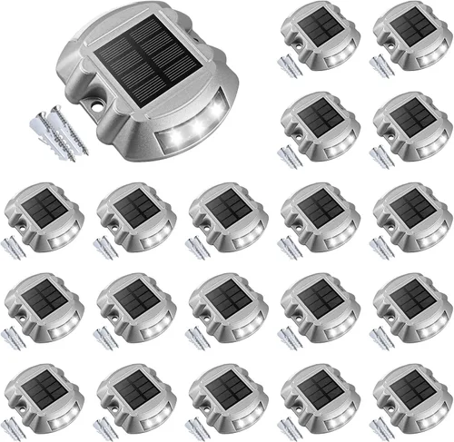 Vista 14 de VOLISUN Luces Solares de Cubierta de Navidad Luces de Muelle de Entrada, Paquete de 4 LED IP67 Impermeables Luz de Advertencia de Escalón para Rojo